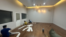 thi công giấy dán tường với sàn dán tại Q12