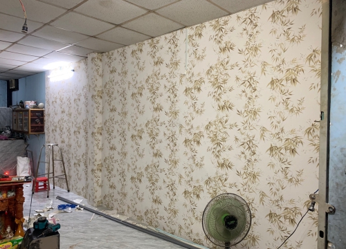 công trình thi công hoàn thiện giấy dán tường ở 46 Trần Thị Bốc, Thới Tam Thôn, Hóc Môn