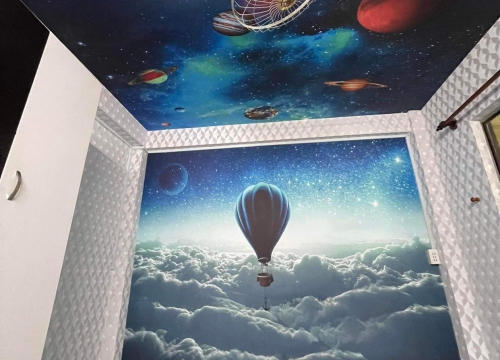 THI CÔNG GIẤY DÁN TƯỜNG KẾT HỢP TRANH 