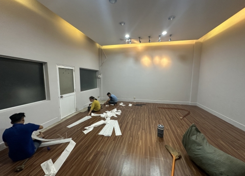 thi công giấy dán tường với sàn dán tại Q12