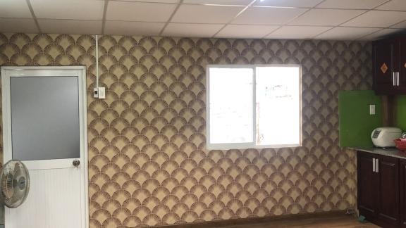 thi công giấy dán tường hoa văn tại : 14 liên khu 2-10, phường bình hưng hoà A, Q. Bình Tân