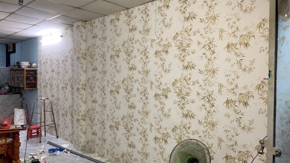công trình thi công hoàn thiện giấy dán tường ở 46 Trần Thị Bốc, Thới Tam Thôn, Hóc Môn