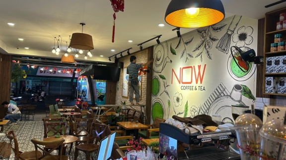 Chuyên Nhận Thi Công Trang Trí Quán Coffee , Tranh  dán tường 3D & giấy dán tường