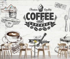 tranh dán tường coffee 3D 07
