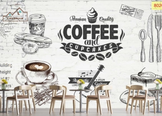 tranh dán tường coffee 3D 07