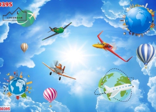 Tranh Dán Tường Máy Bay Trẻ em 3D