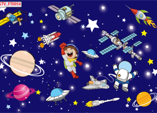 TRANH DÁN TƯỜNG TRẺ EM DU HÀNH VŨ TRỤ 3D