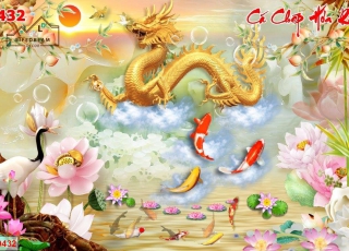 Tranh 3D , Cá Chép Hoá Rồng