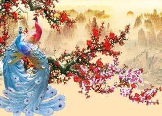 Tranh 3D , Công & Hạc