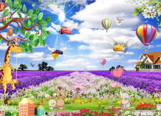 Tranh 3D Trẻ Em Khinh Khí Cầu