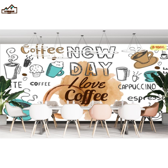 tranh dán tường coffee 3D 08