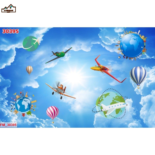 Tranh Dán Tường Máy Bay Trẻ em 3D