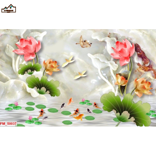 Tranh 3D Hoa Sen & Cá