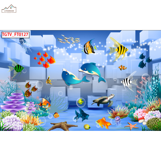 Tranh Dán Tường 3D trẻ em Cá Biển & Đại Dương