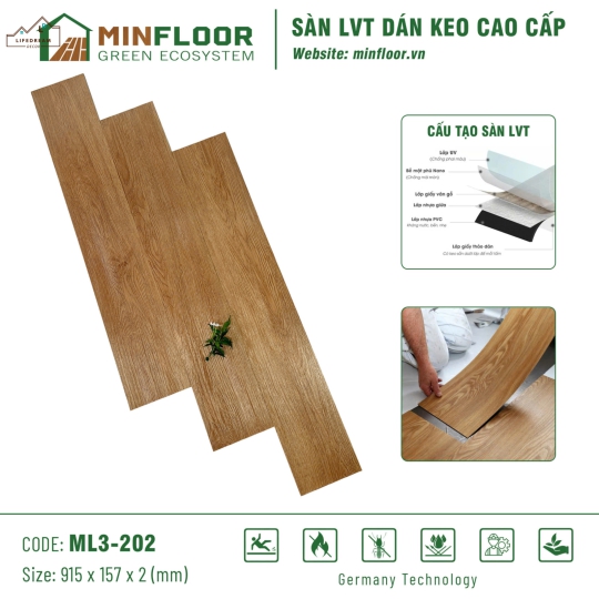 Sàn Nhựa Dán Keo Cao Cấp ML3-202