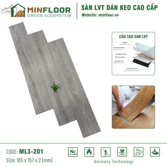 Sàn Nhựa Dán Keo Cao Cấp ML3-201