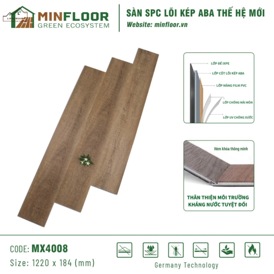 Sàn SPC Lõi Kép ABA  MX 4008